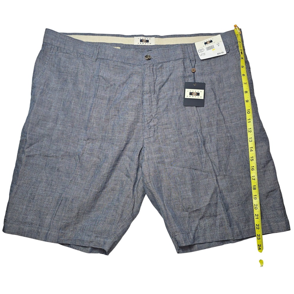 Joseph Abboud Menswear Plaid 100% Linen Shorts Size 46 NWT Casual Summer